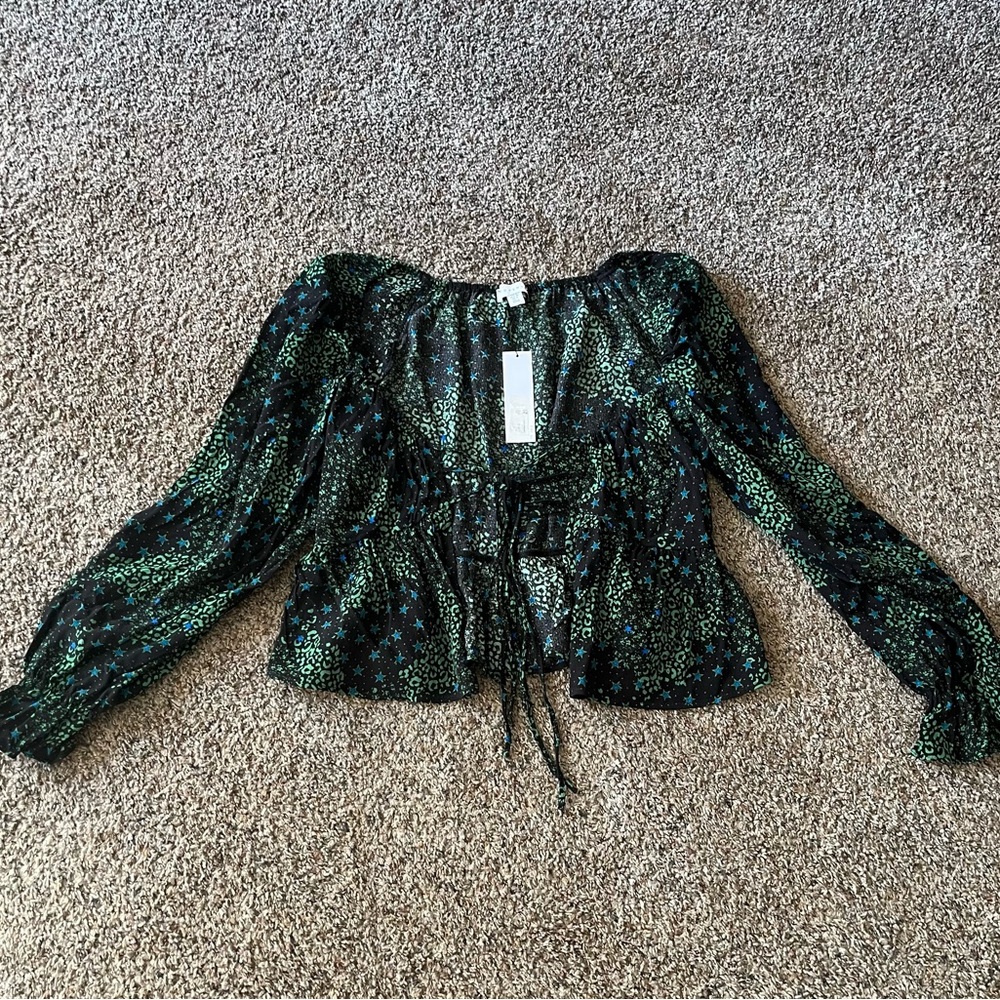 Zara Green Floral Blouse